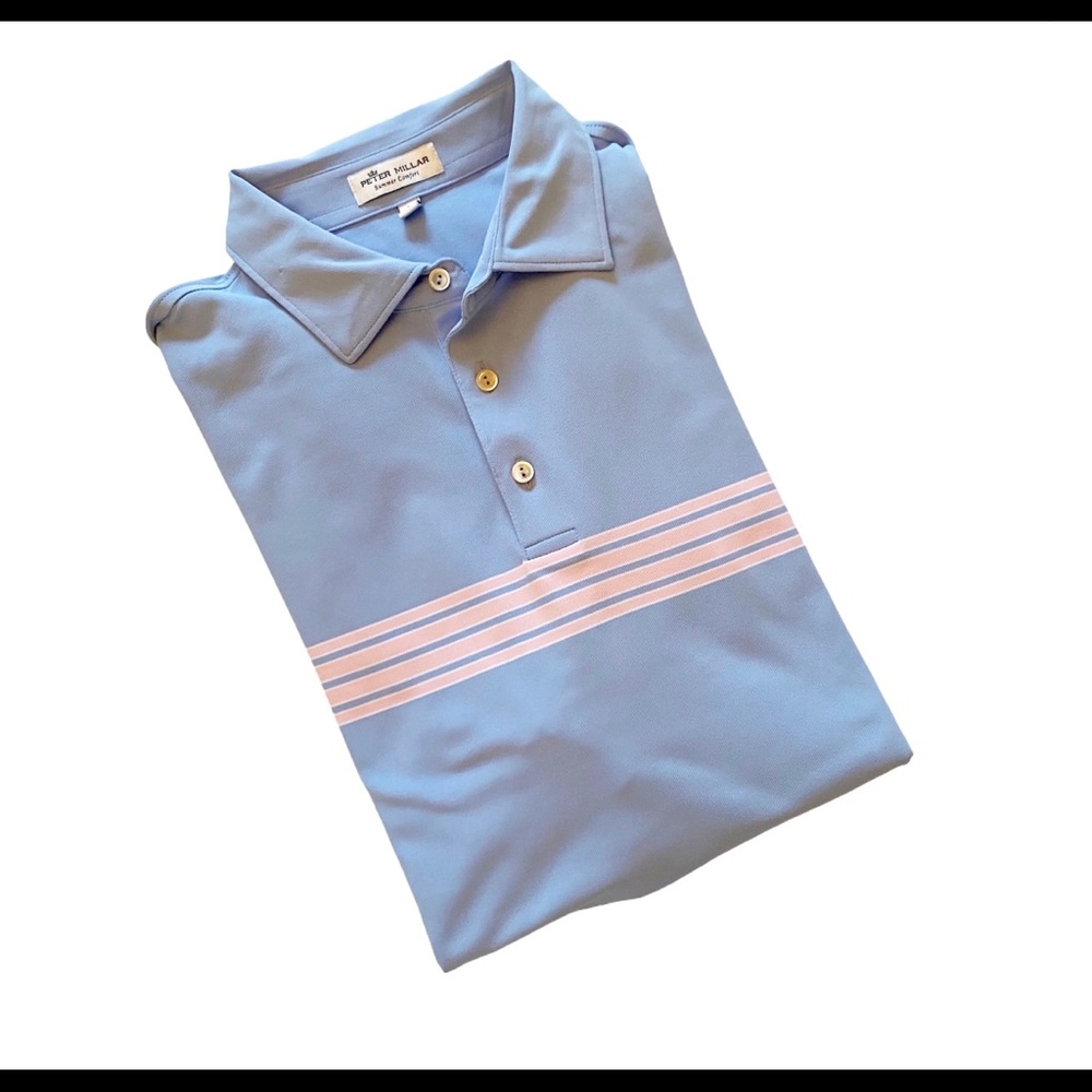 PETER MILLAR SUMMER COMFORT LIGHT BLUE POLO XL